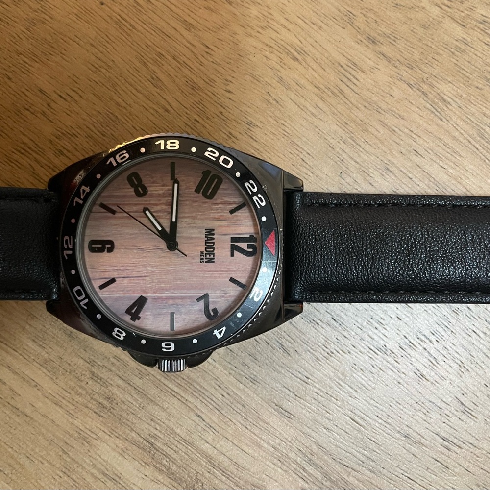 Black and Wood Tone Watch